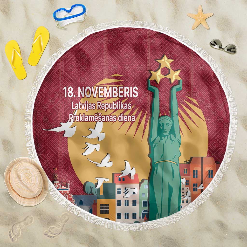 Latvia Independence Day Beach Blanket Latvija with Freedom Monument