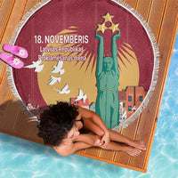 Latvia Independence Day Beach Blanket Latvija with Freedom Monument