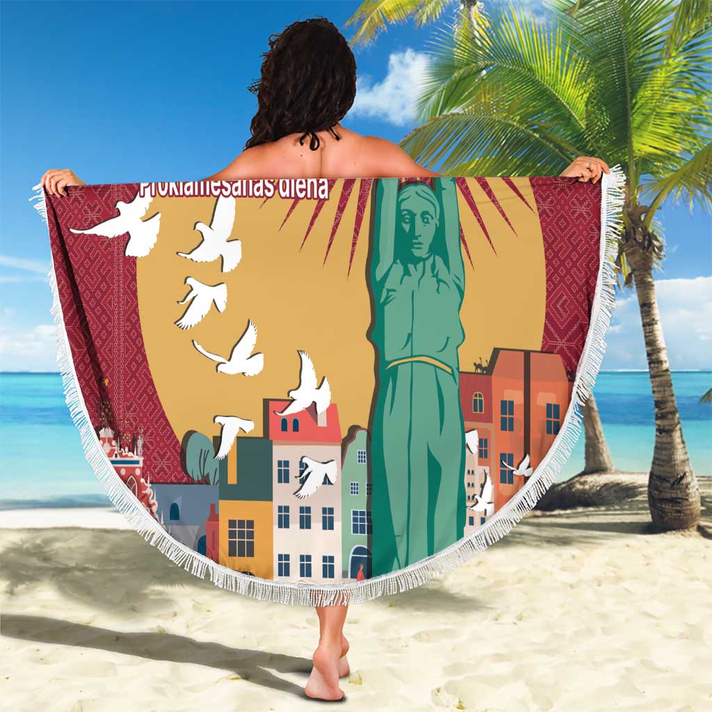 Latvia Independence Day Beach Blanket Latvija with Freedom Monument