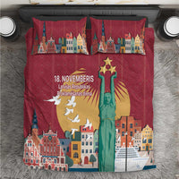 Latvia Independence Day Bedding Set Latvija with Freedom Monument