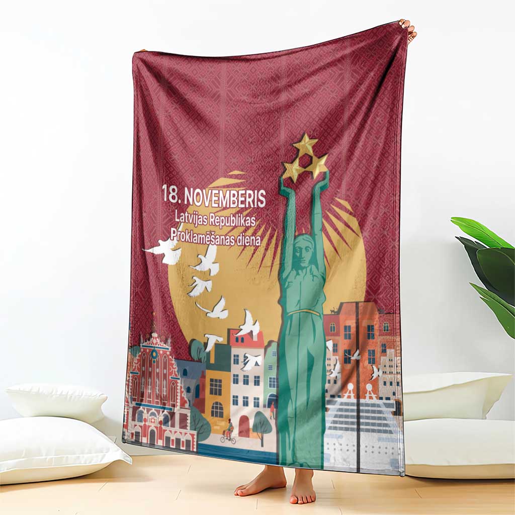 Latvia Independence Day Blanket Latvija with Freedom Monument