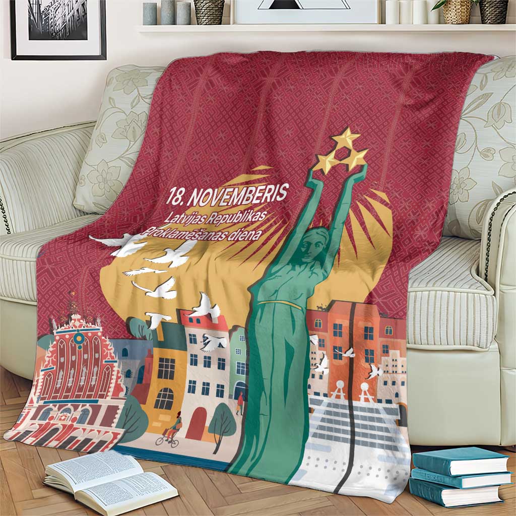 Latvia Independence Day Blanket Latvija with Freedom Monument