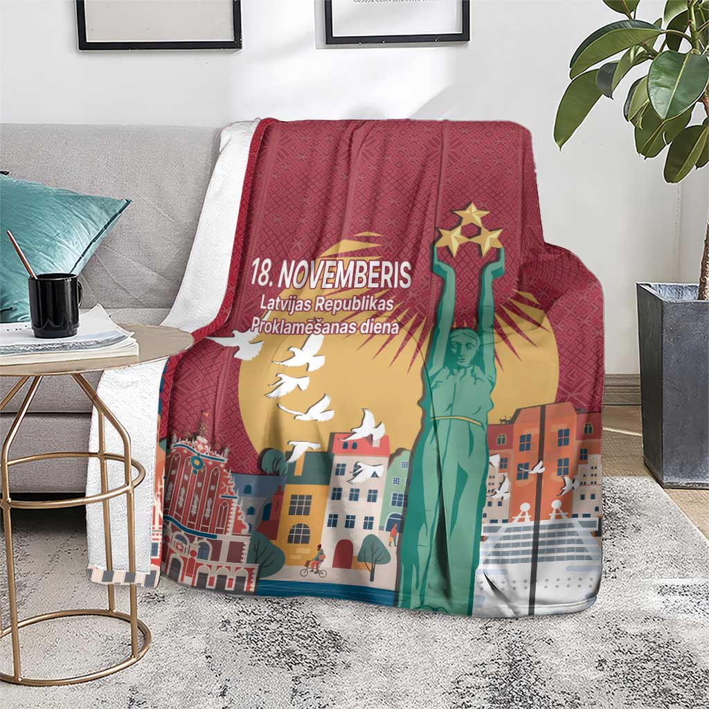 Latvia Independence Day Blanket Latvija with Freedom Monument
