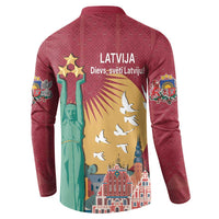 Latvia Independence Day Button Sweatshirt Latvija with Freedom Monument