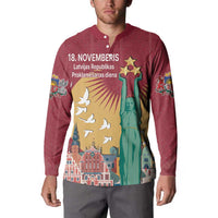 Latvia Independence Day Button Sweatshirt Latvija with Freedom Monument