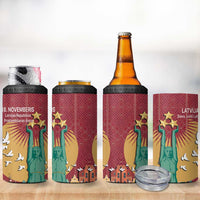 Latvia Independence Day 4 in 1 Can Cooler Tumbler Latvija with Freedom Monument