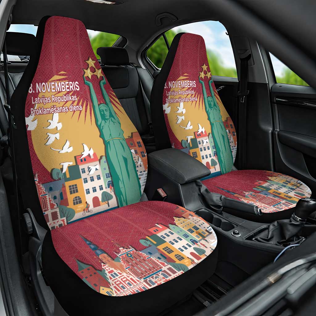 Latvia Independence Day Car Seat Cover Latvija with Freedom Monument