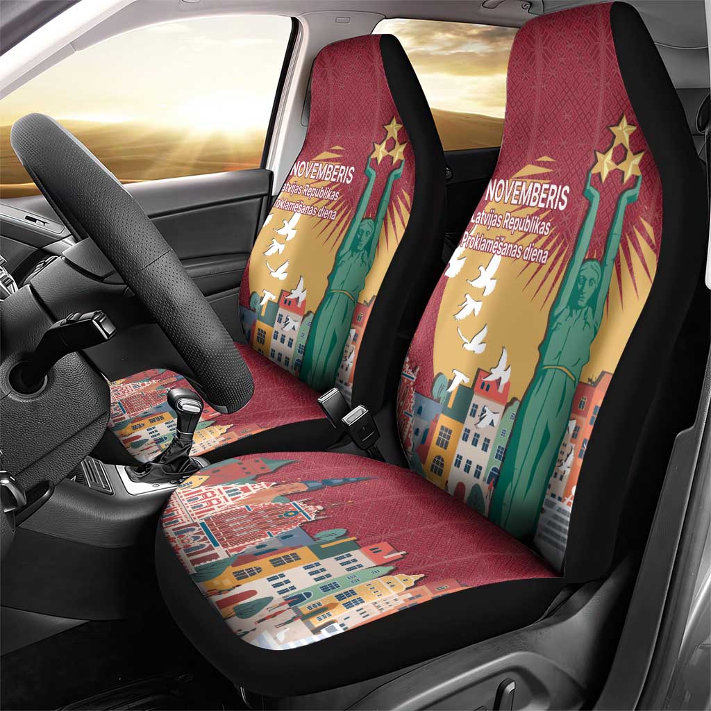 Latvia Independence Day Car Seat Cover Latvija with Freedom Monument