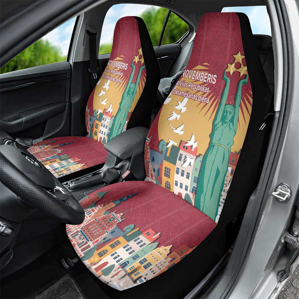 Latvia Independence Day Car Seat Cover Latvija with Freedom Monument