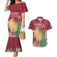 Latvia Independence Day Couples Matching Mermaid Dress and Hawaiian Shirt Latvija with Freedom Monument