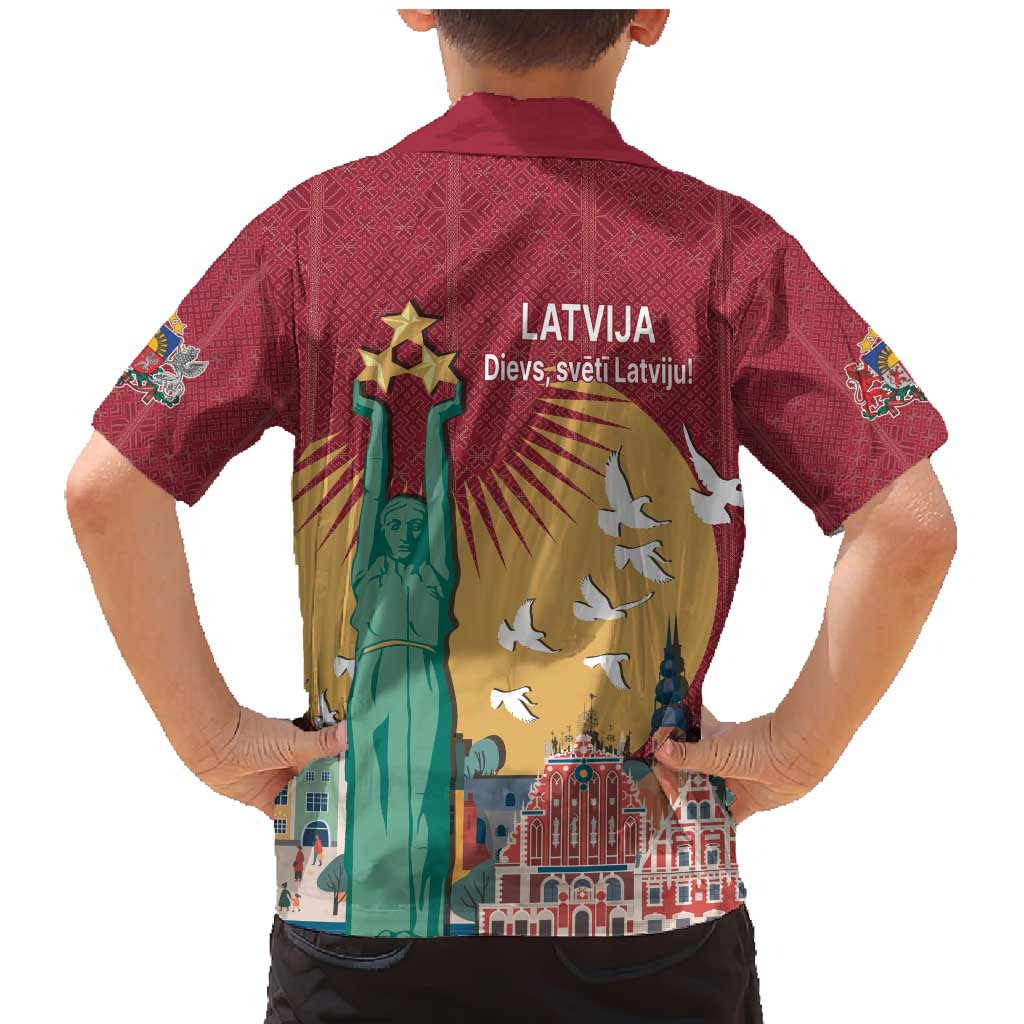 Latvia Independence Day Family Matching Mermaid Dress and Hawaiian Shirt Latvija with Freedom Monument