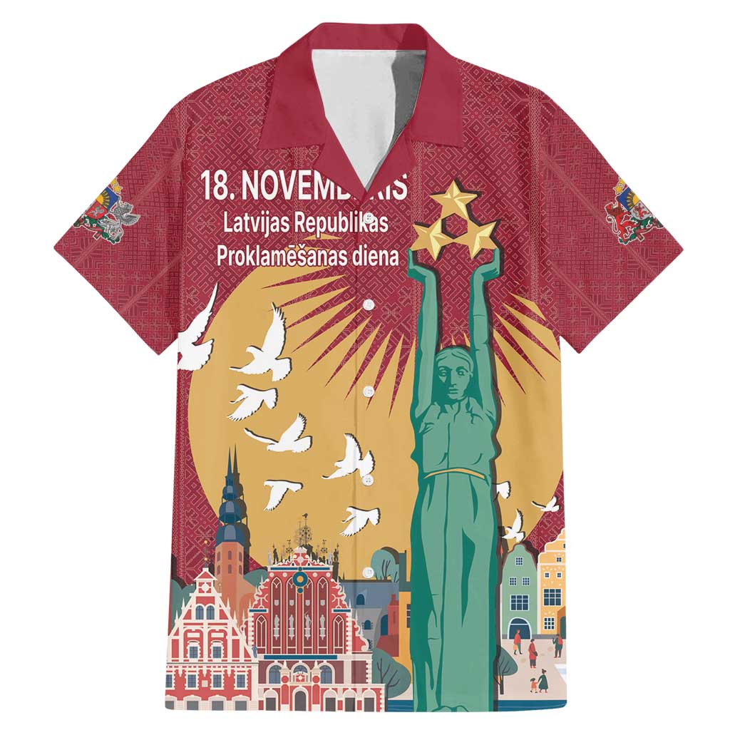 Latvia Independence Day Family Matching Mermaid Dress and Hawaiian Shirt Latvija with Freedom Monument