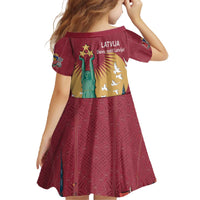 Latvia Independence Day Family Matching Off The Shoulder Long Sleeve Dress and Hawaiian Shirt Latvija with Freedom Monument