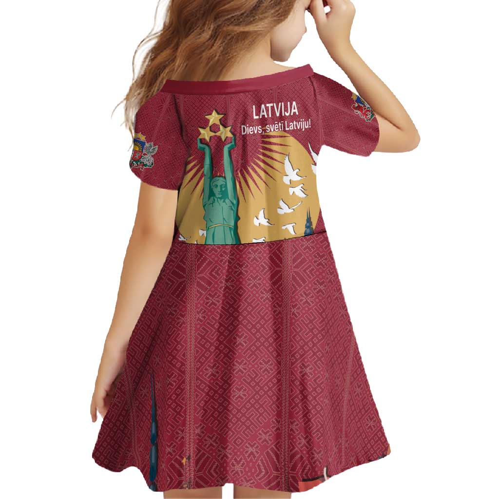 Latvia Independence Day Family Matching Off Shoulder Maxi Dress and Hawaiian Shirt Latvija with Freedom Monument