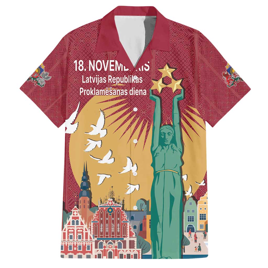 Latvia Independence Day Hawaiian Shirt Latvija with Freedom Monument