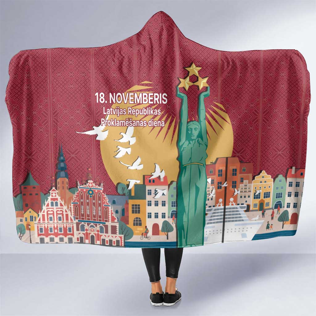 Latvia Independence Day Hooded Blanket Latvija with Freedom Monument