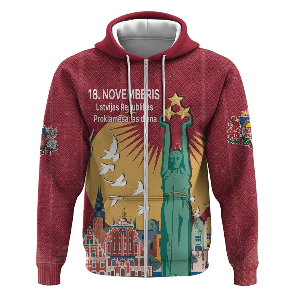 Latvia Independence Day Hoodie Latvija with Freedom Monument