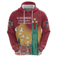 Latvia Independence Day Hoodie Latvija with Freedom Monument