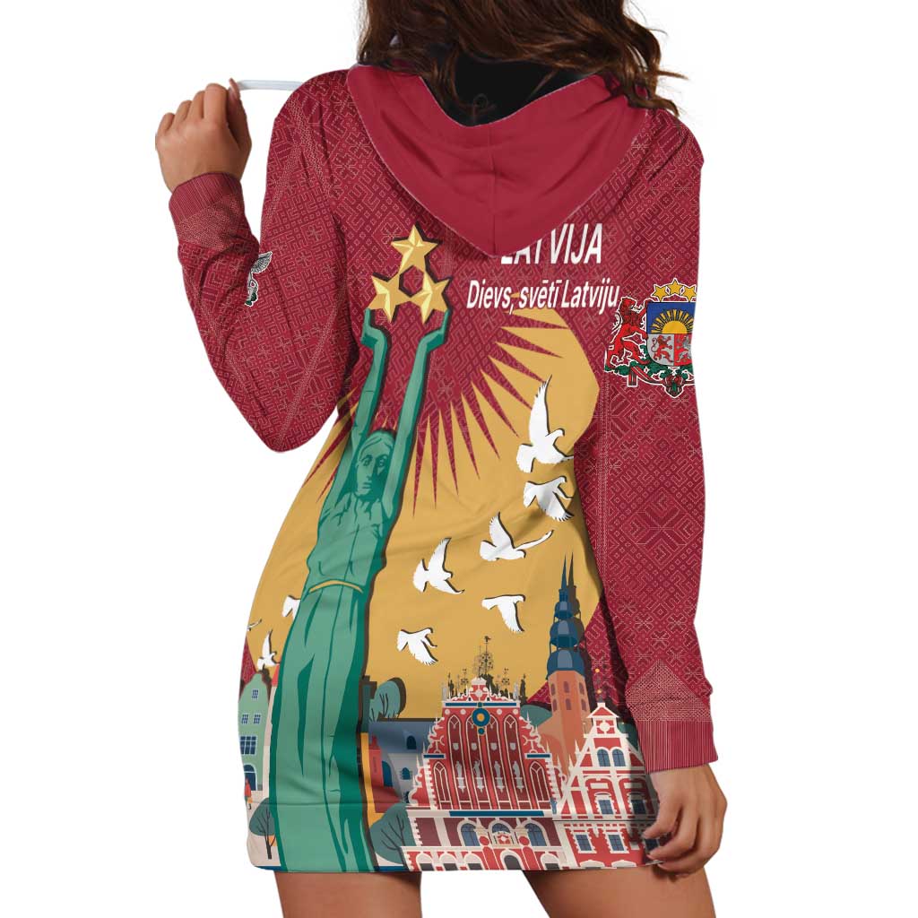 Latvia Independence Day Hoodie Dress Latvija with Freedom Monument