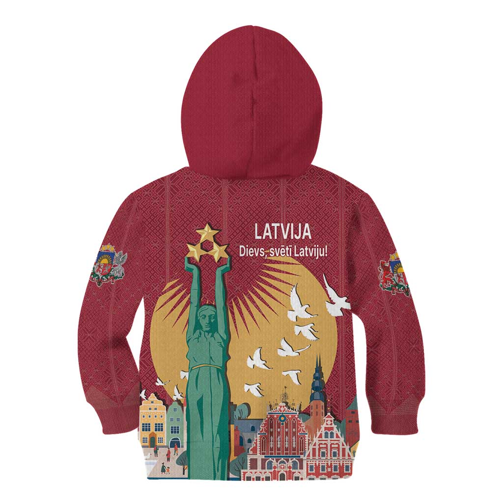 Latvia Independence Day Kid Hoodie Latvija with Freedom Monument