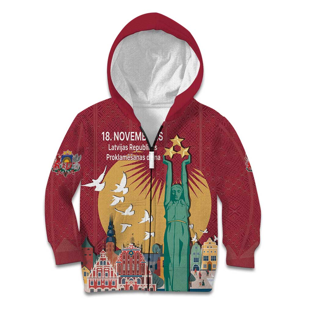 Latvia Independence Day Kid Hoodie Latvija with Freedom Monument