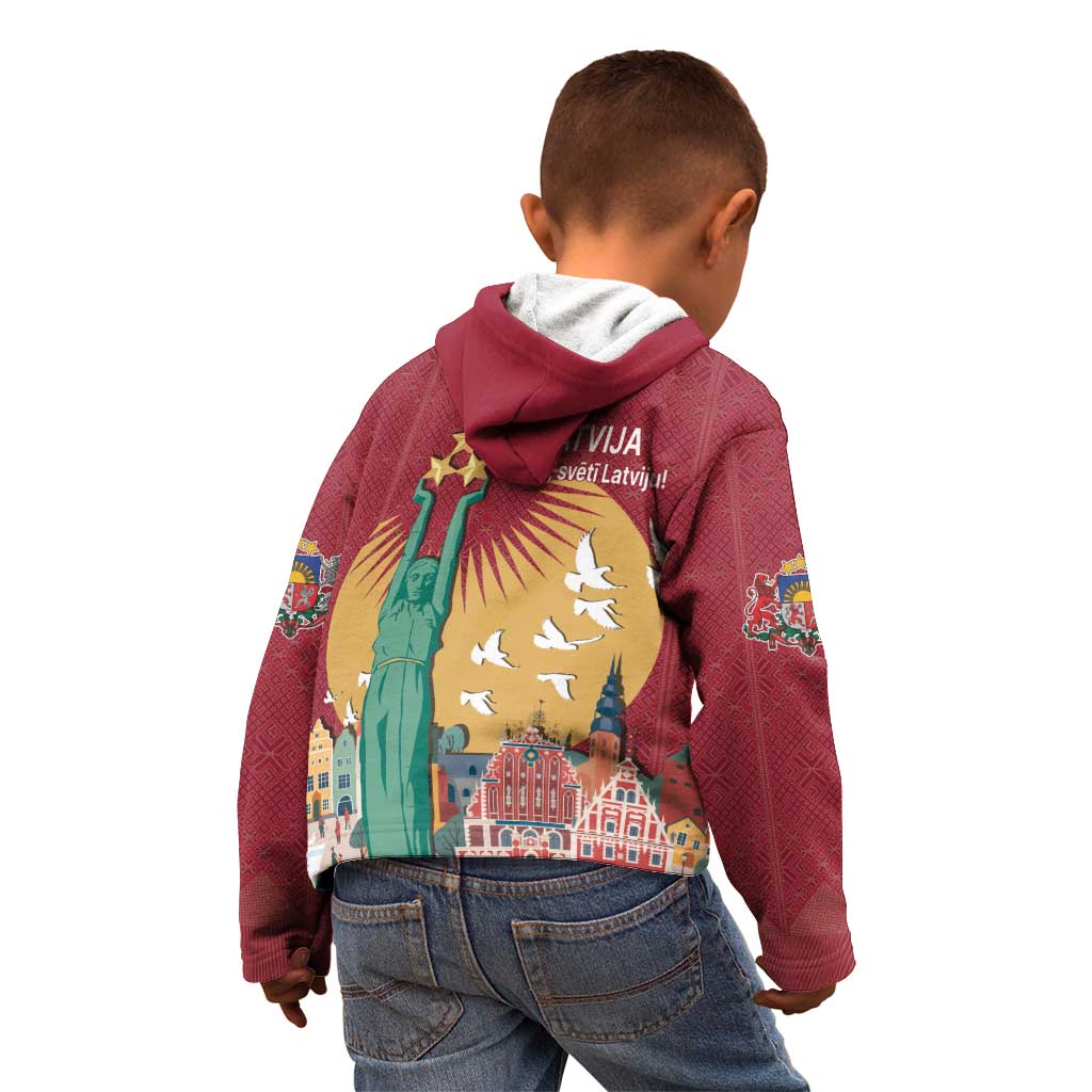 Latvia Independence Day Kid Hoodie Latvija with Freedom Monument
