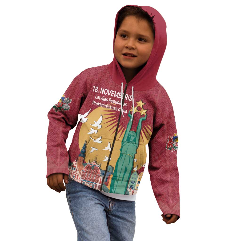 Latvia Independence Day Kid Hoodie Latvija with Freedom Monument
