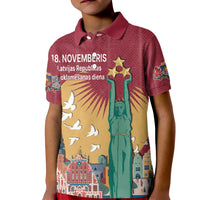 Latvia Independence Day Kid Polo Shirt Latvija with Freedom Monument