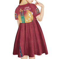 Latvia Independence Day Kid Short Sleeve Dress Latvija with Freedom Monument