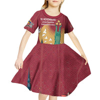 Latvia Independence Day Kid Short Sleeve Dress Latvija with Freedom Monument
