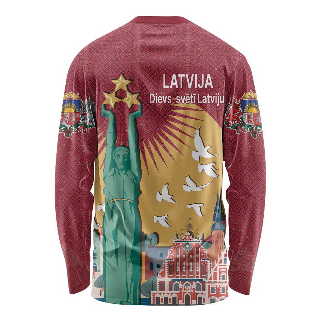 Latvia Independence Day Long Sleeve Shirt Latvija with Freedom Monument
