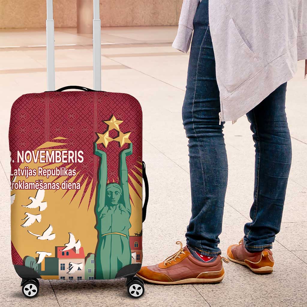 Latvia Independence Day Luggage Cover Latvija with Freedom Monument