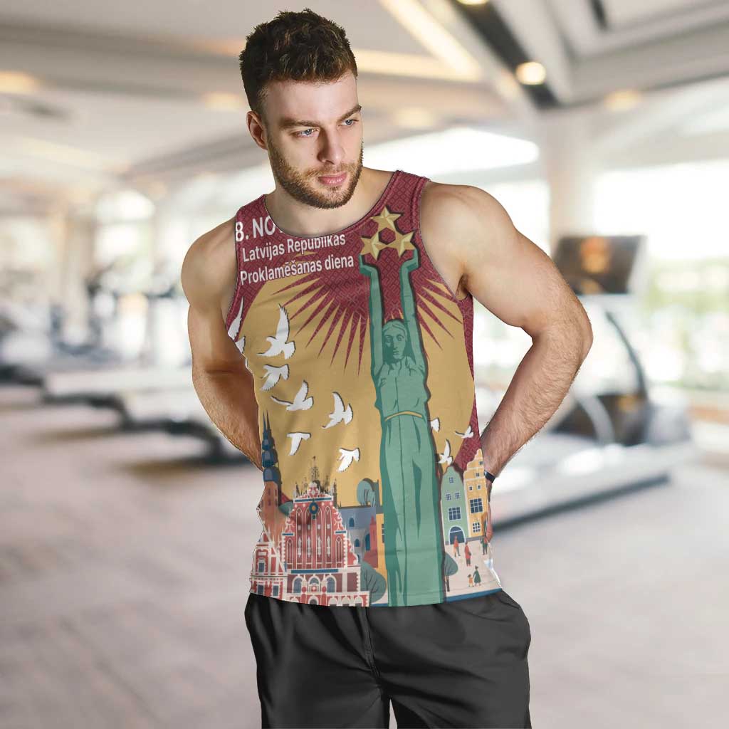 Latvia Independence Day Men Tank Top Latvija with Freedom Monument