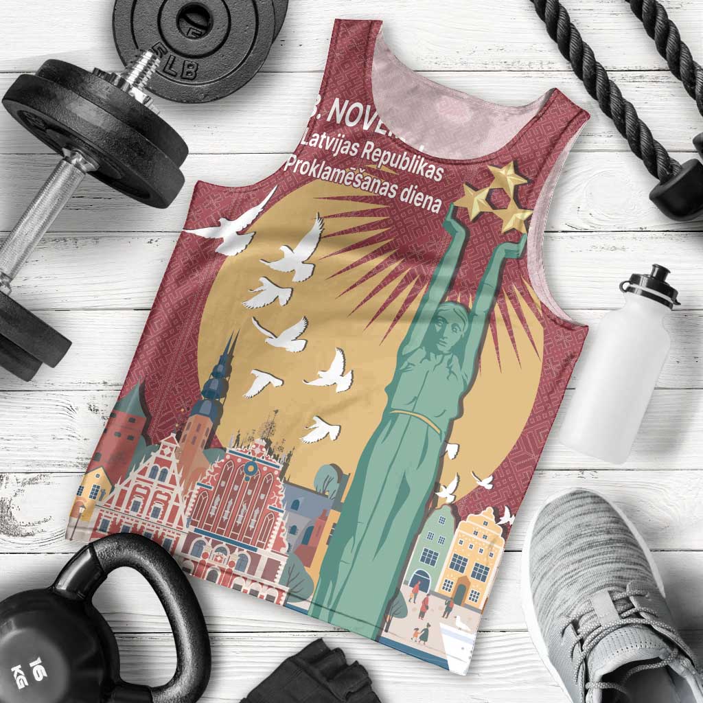 Latvia Independence Day Men Tank Top Latvija with Freedom Monument