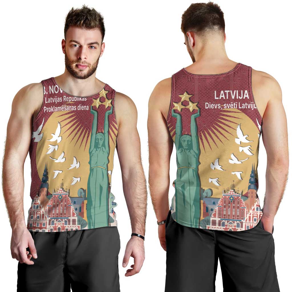 Latvia Independence Day Men Tank Top Latvija with Freedom Monument