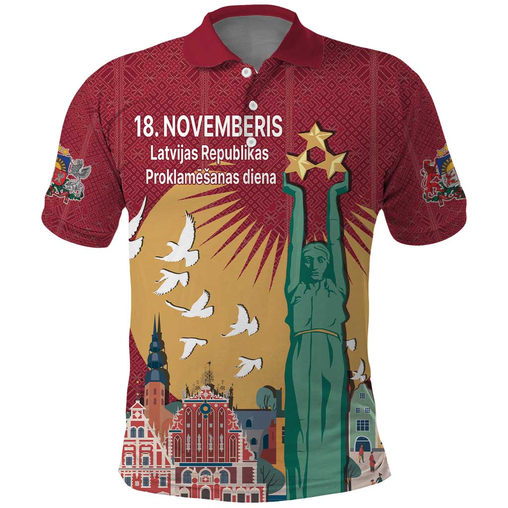 Latvia Independence Day Polo Shirt Latvija with Freedom Monument