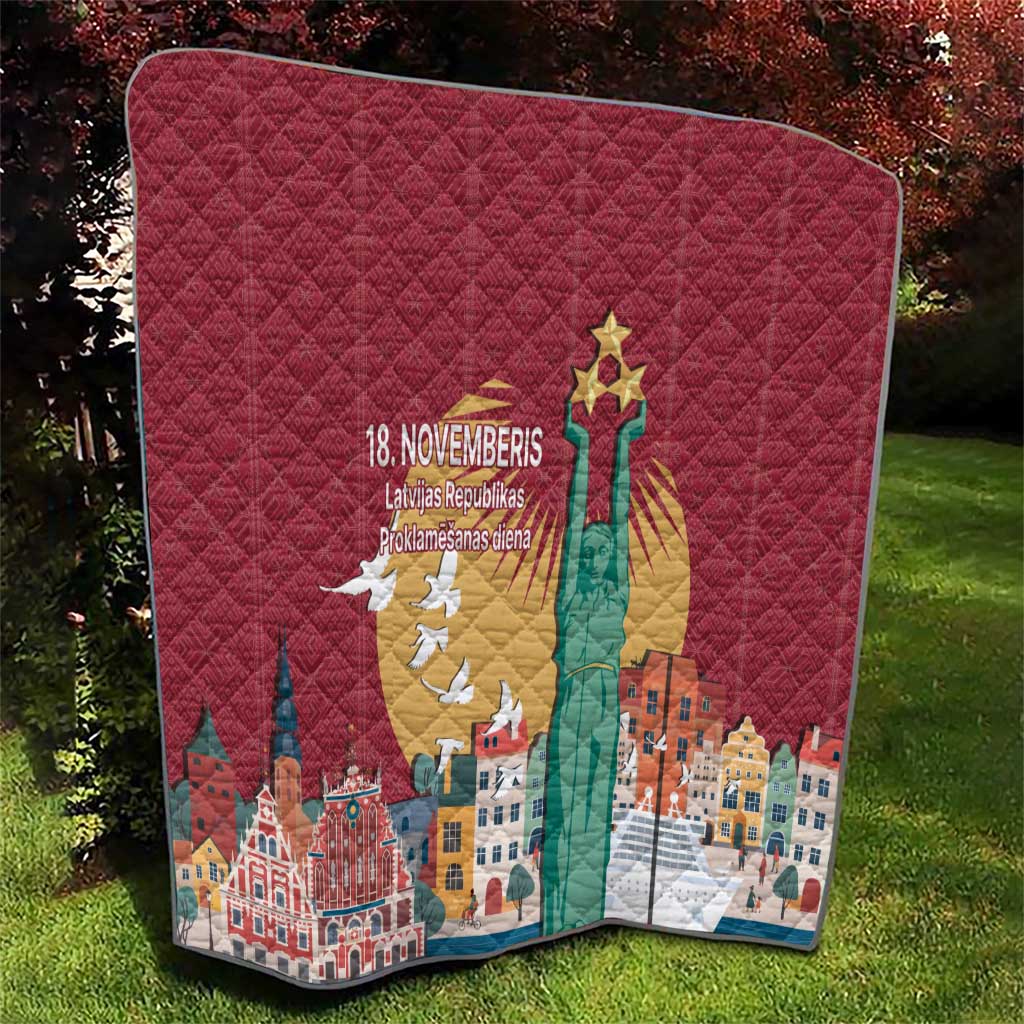 Latvia Independence Day Quilt Latvija with Freedom Monument