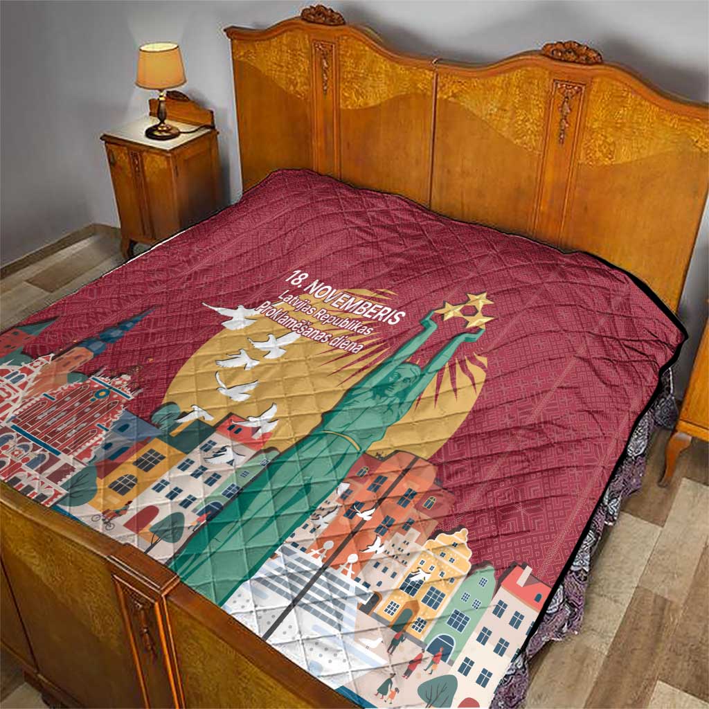 Latvia Independence Day Quilt Latvija with Freedom Monument