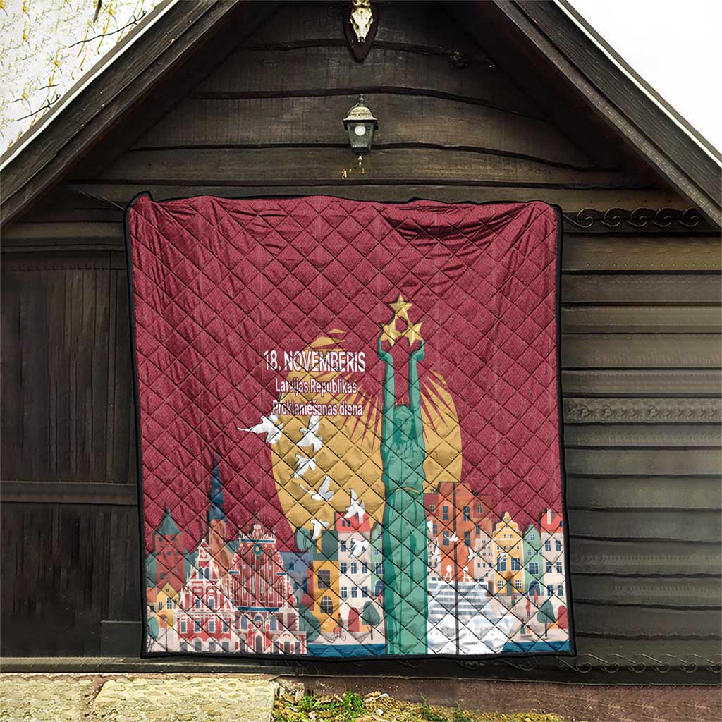 Latvia Independence Day Quilt Latvija with Freedom Monument