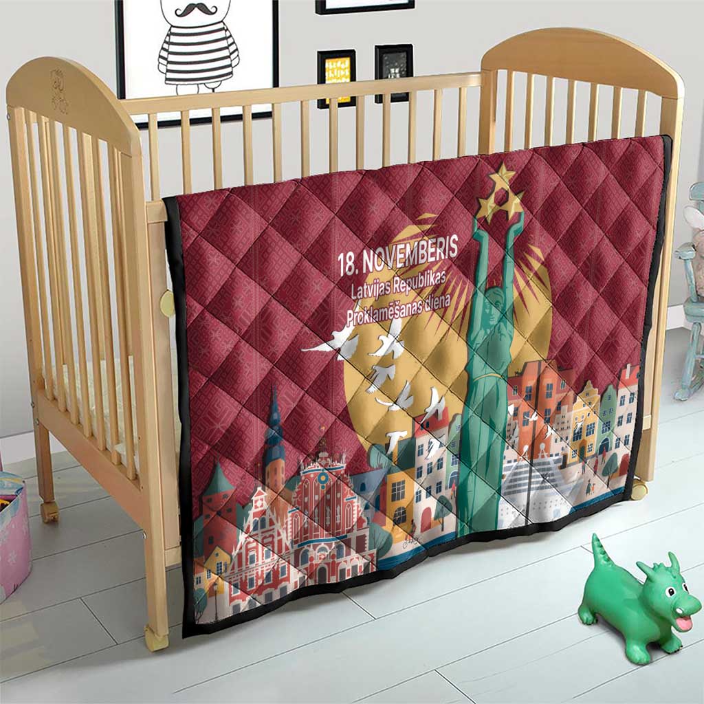 Latvia Independence Day Quilt Latvija with Freedom Monument