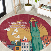 Latvia Independence Day Round Carpet Latvija with Freedom Monument