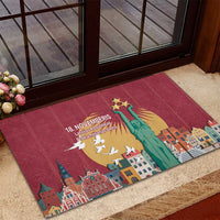 Latvia Independence Day Rubber Doormat Latvija with Freedom Monument