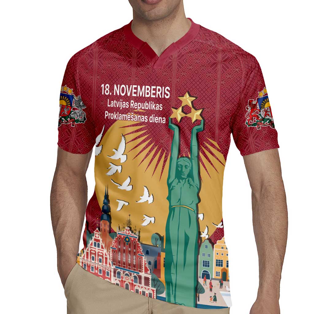 Latvia Independence Day Rugby Jersey Latvija with Freedom Monument