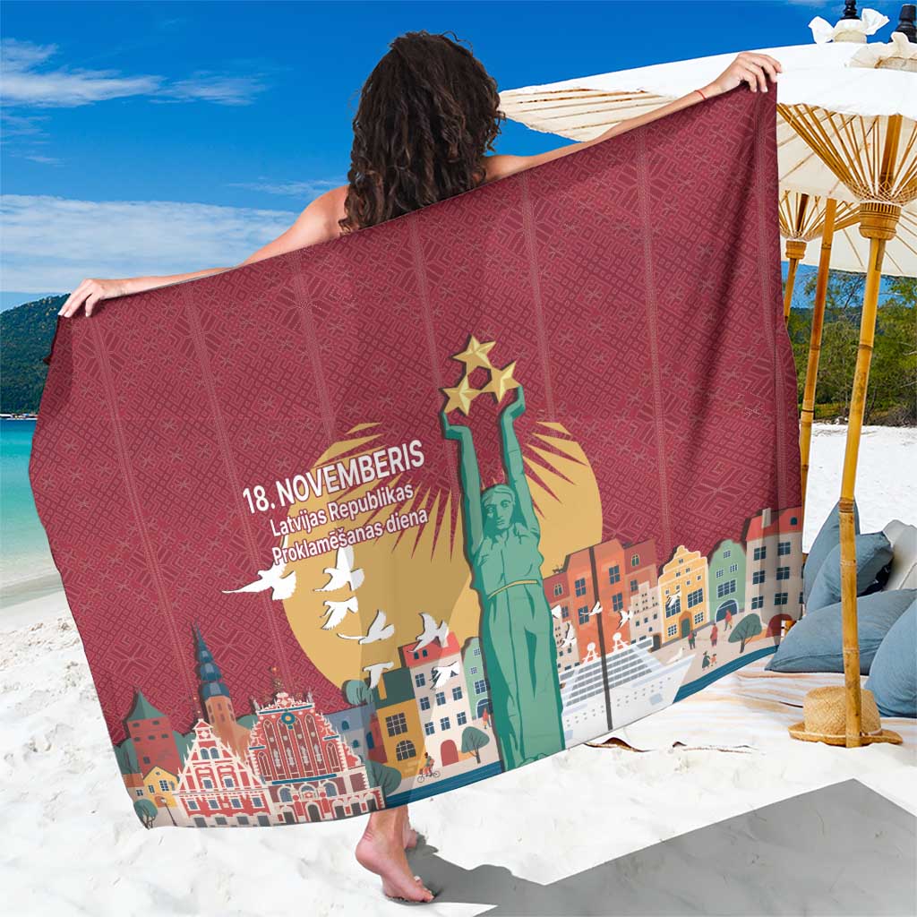 Latvia Independence Day Sarong Latvija with Freedom Monument