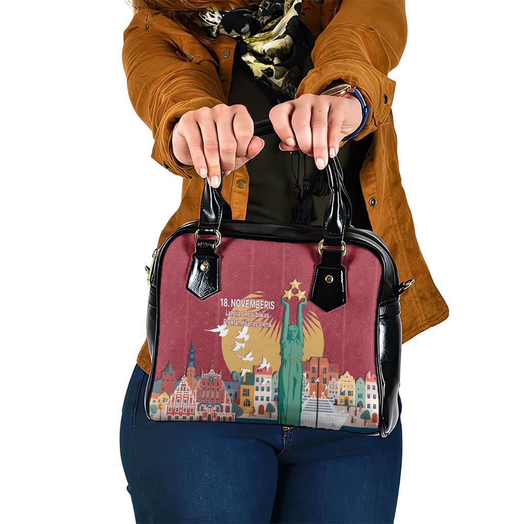 Latvia Independence Day Shoulder Handbag Latvija with Freedom Monument