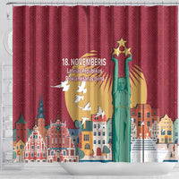Latvia Independence Day Shower Curtain Latvija with Freedom Monument