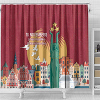 Latvia Independence Day Shower Curtain Latvija with Freedom Monument