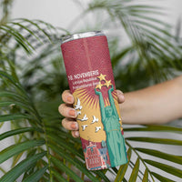 Latvia Independence Day Skinny Tumbler Latvija with Freedom Monument