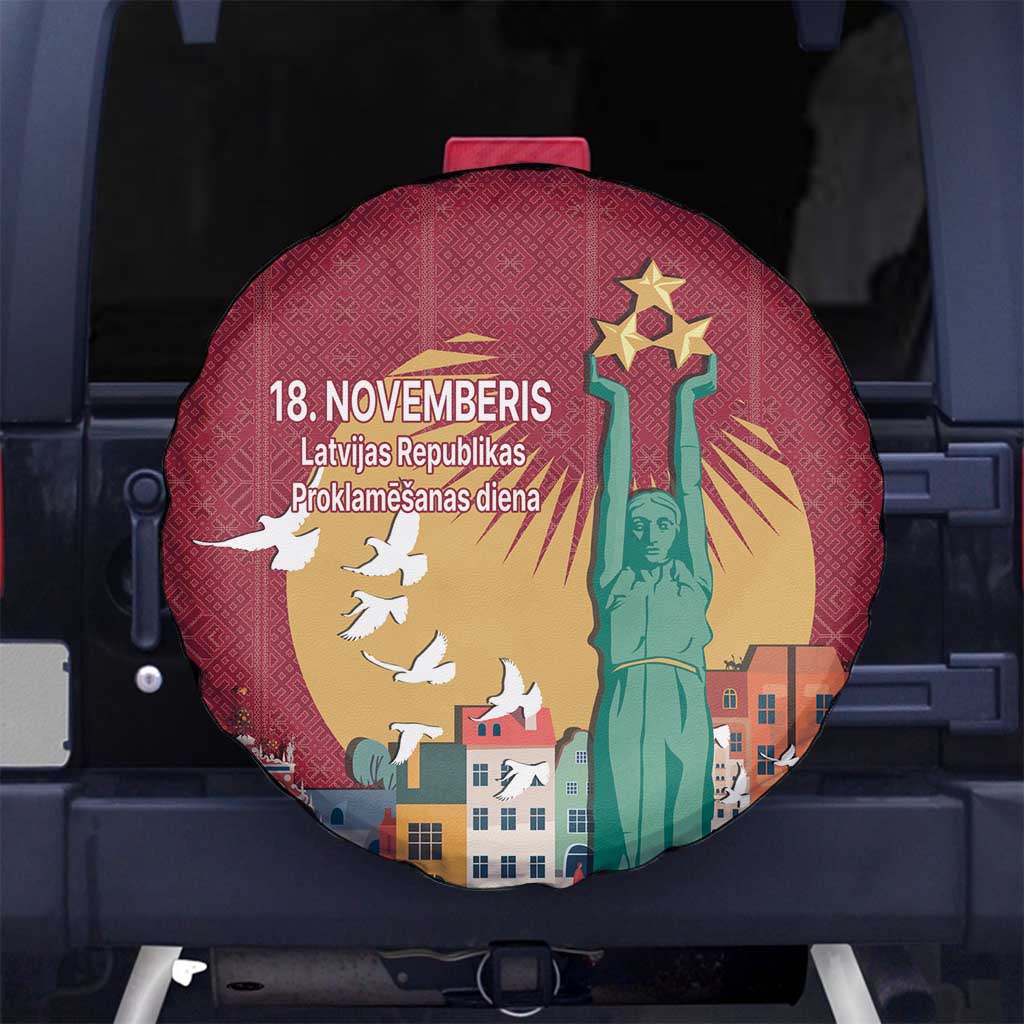 Latvia Independence Day Spare Tire Cover Latvija with Freedom Monument