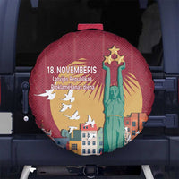 Latvia Independence Day Spare Tire Cover Latvija with Freedom Monument